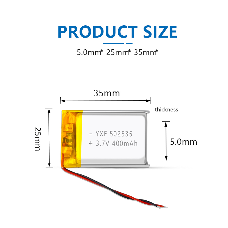 3.7 V Li-ion Battery 502535-400mah